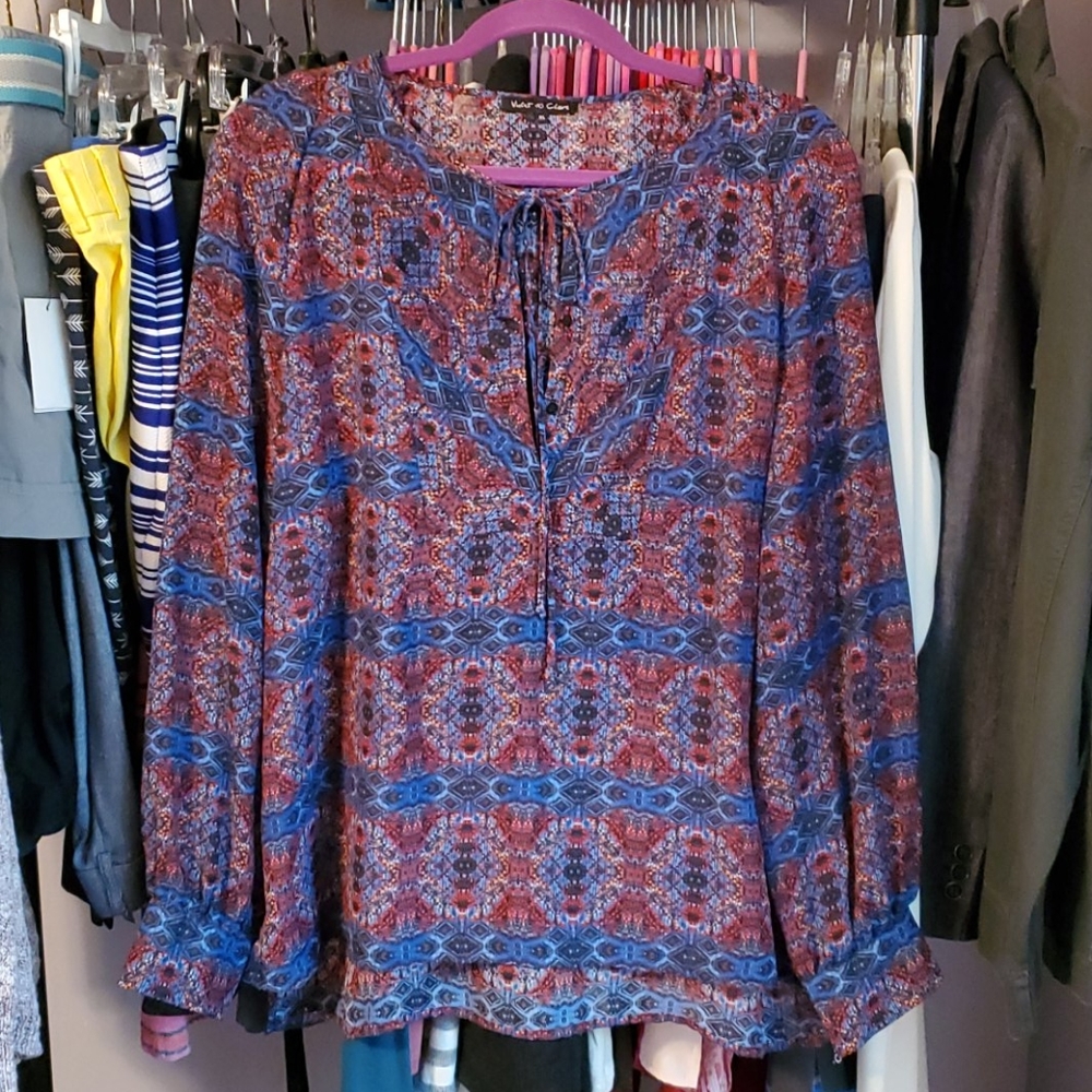Violet & Claire multi colored sheer blouse